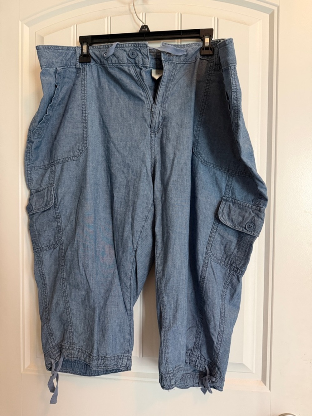 St. John's Bay Light Blue Cargo Capri Pants with Drawstring Hems